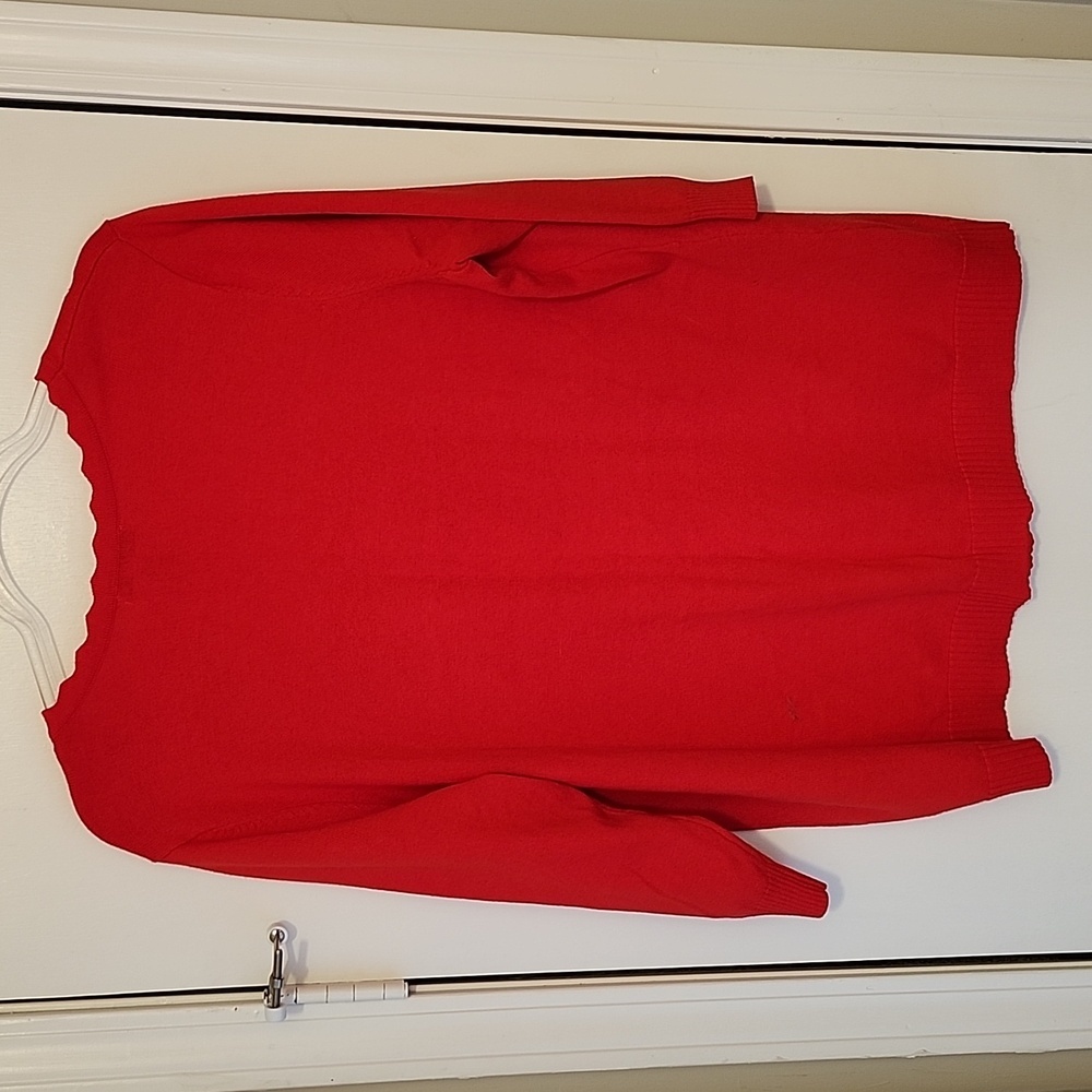 Isaac Mizrahi Live! Red Womens V-Neck Cardigan Sweater - Picture 4 of 5